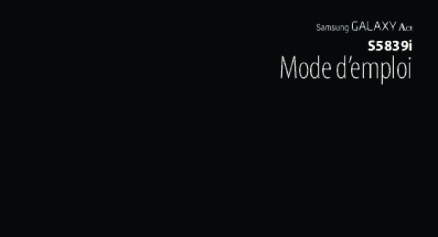 Mode d'emploi SAMSUNG GALAXY ACE GT-S5839RWIXEF