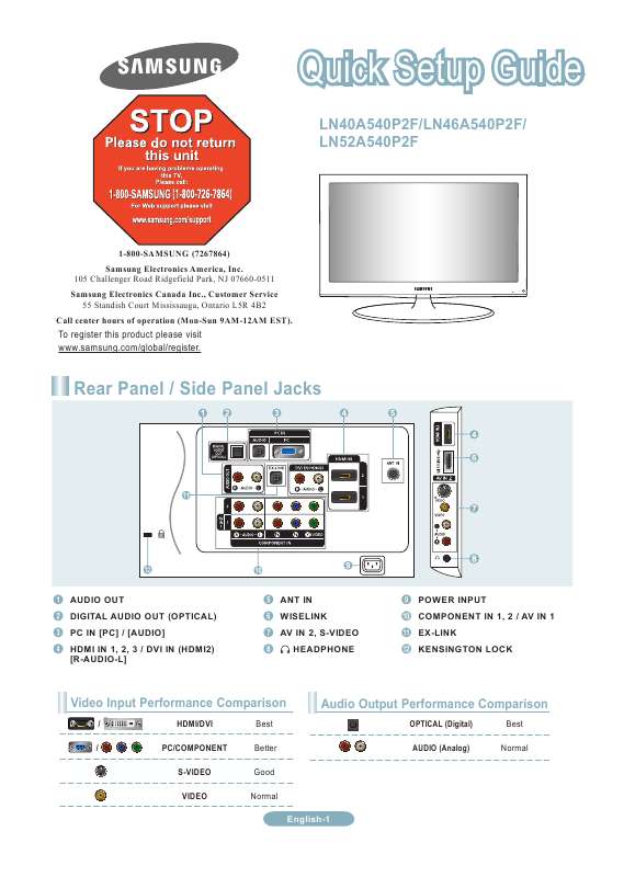 Notice SAMSUNG LN46A540P2F - tv Trouver une solution à un problème ...