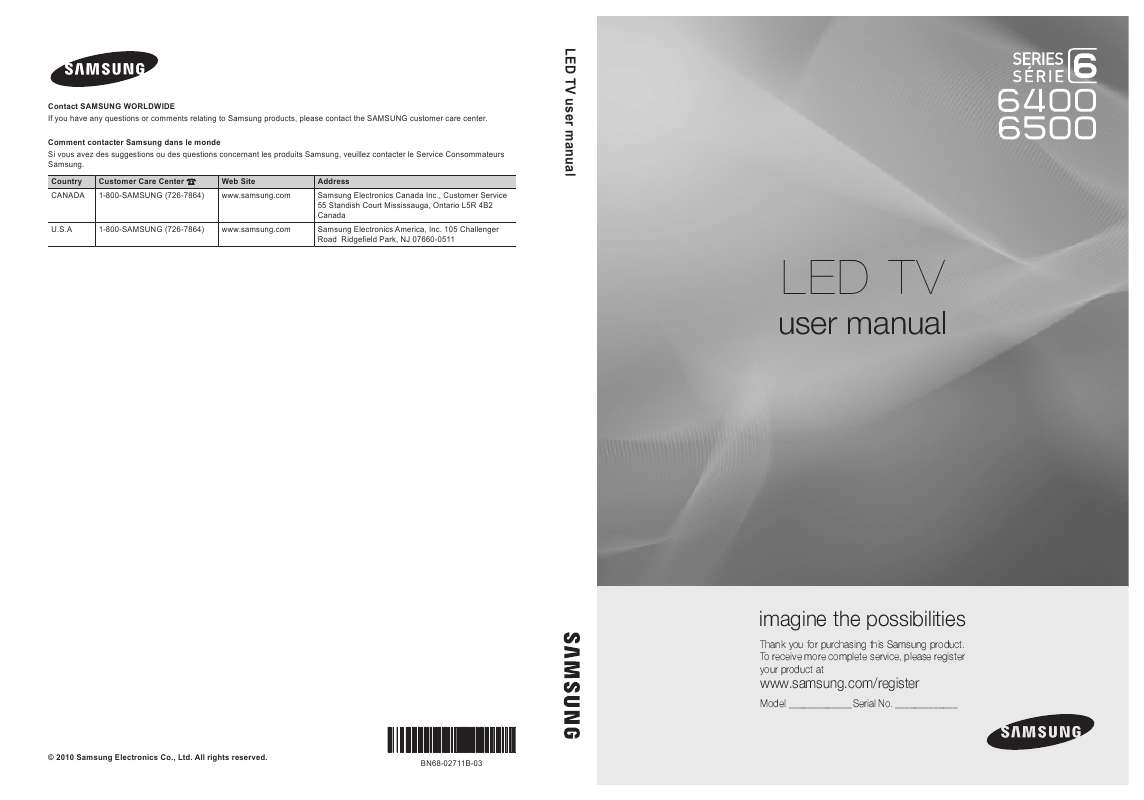 Notice SAMSUNG UN55C6400RF tv Trouver une solution à un problème