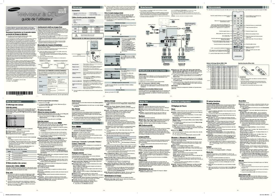 Notice SAMSUNG UN60EH6003F tv Trouver une solution à un problème