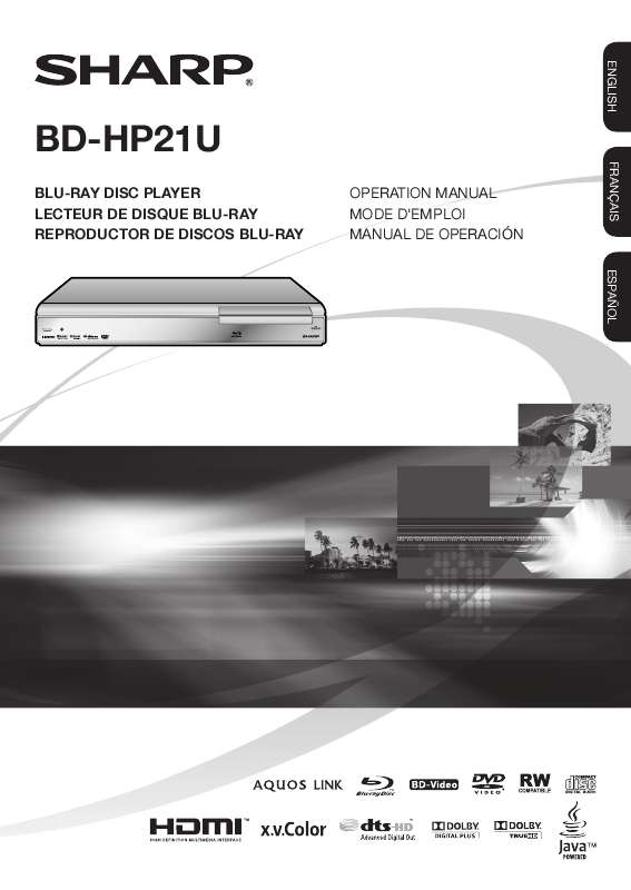 Mode d'emploi SHARP BD-HP21U