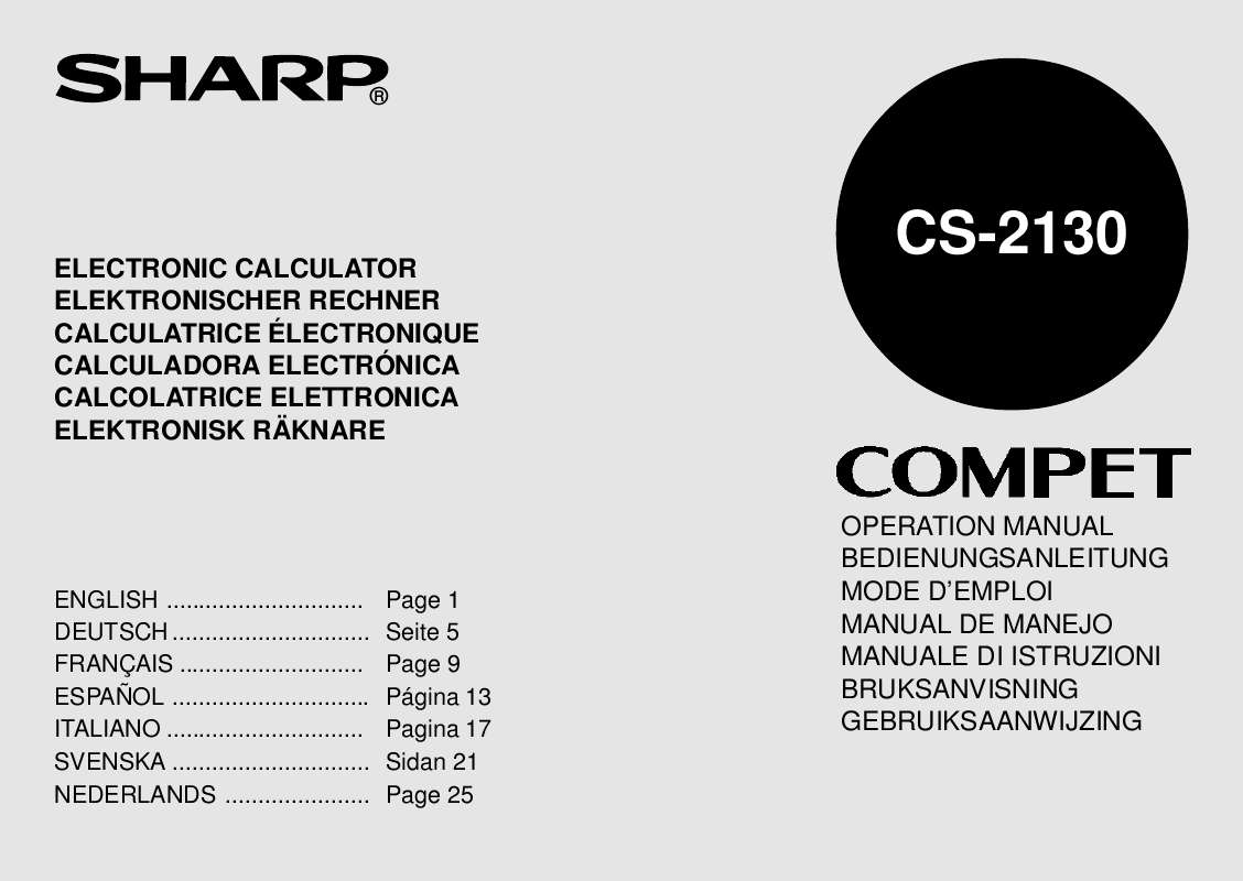 Notice SHARP CS2130 calculatrice Trouver une solution à un problème