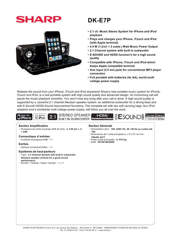 Notice SHARP DKE7P autres Trouver une solution à un problème SHARP