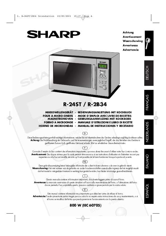 Notice four microonde SHARP R24ST Trouver une solution à un problème — free download
