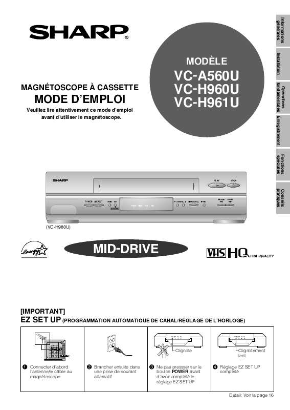 Notice SHARP VC-A560U/H960U/H961U - Autres Trouver Une Solution à Un ...