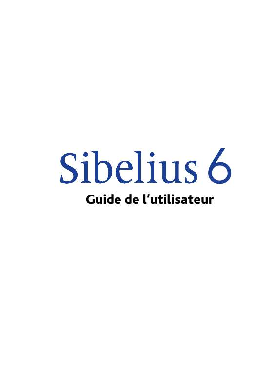 Mode d'emploi SIBELIUS SIBELIUS 6.1