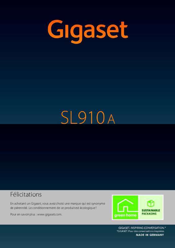 Mode d'emploi SIEMENS GIGASET SL910