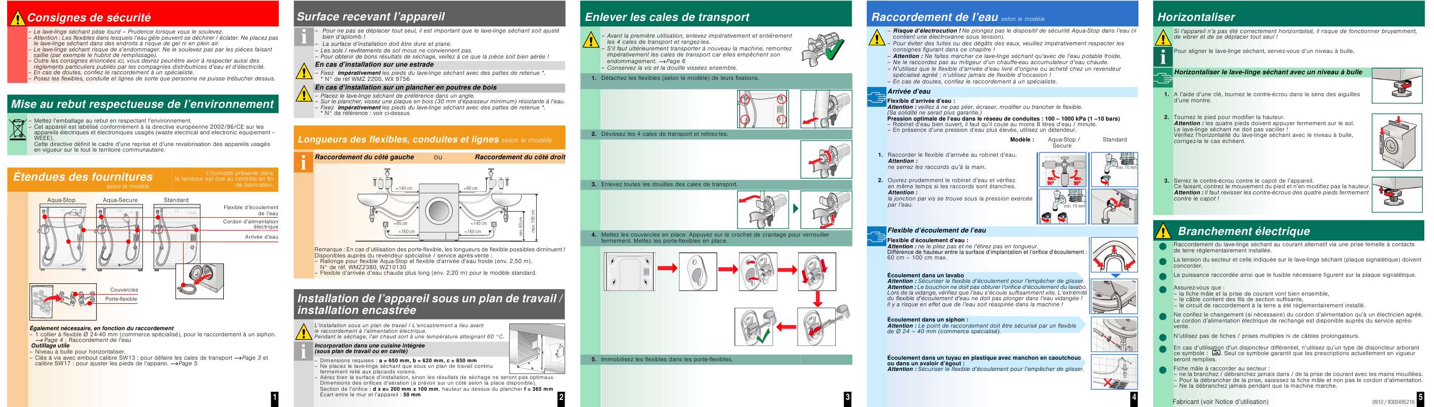 Cales de transport du lave-linge