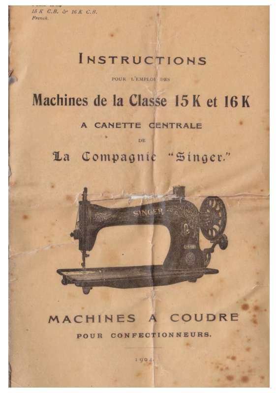 ANCIENNE NOTICE POUR MACHINE A COUDRE SINGER