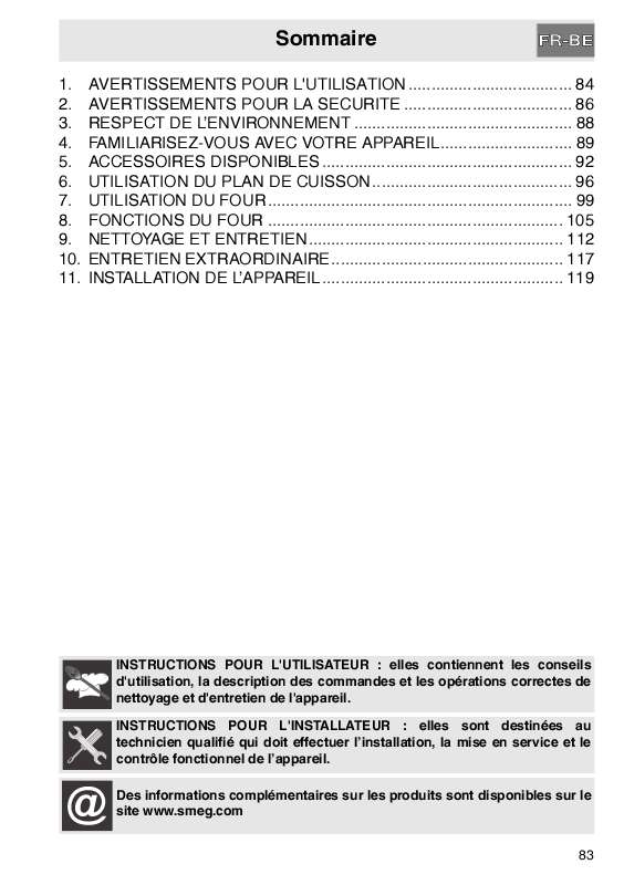 Mode d'emploi SMEG A1C-7