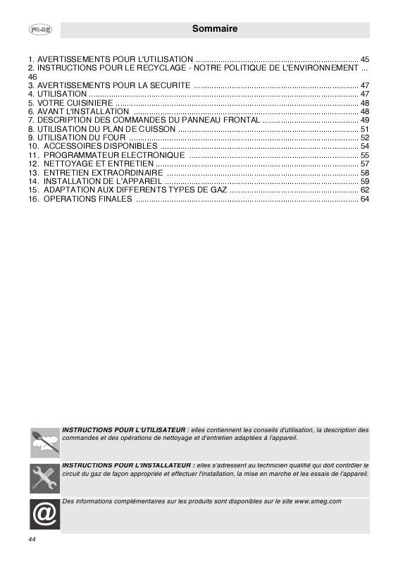 Mode d'emploi SMEG C9GMR1