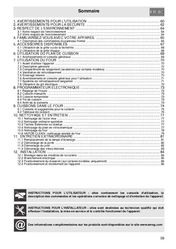 Mode d'emploi SMEG CO68CMP8