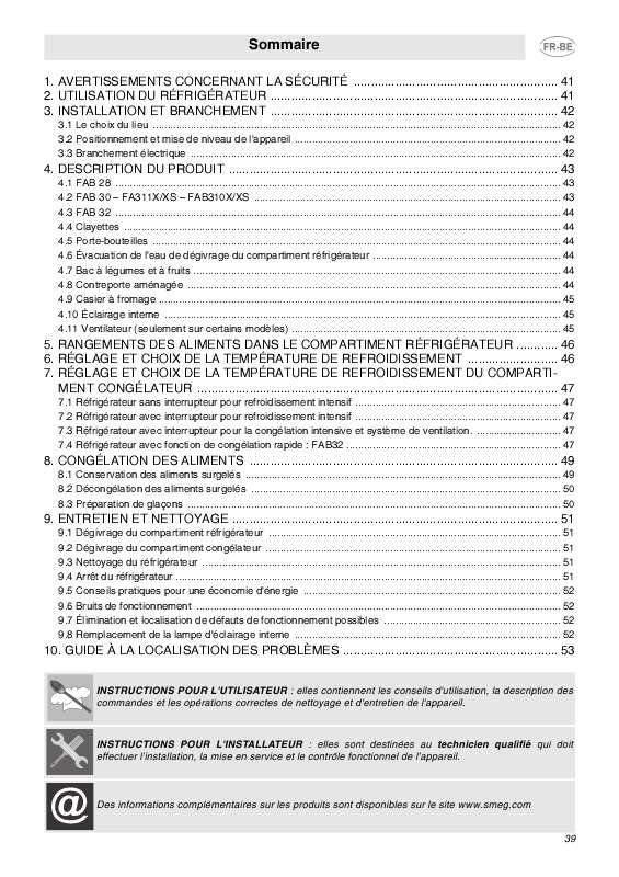 Mode d'emploi SMEG FAB28RAU