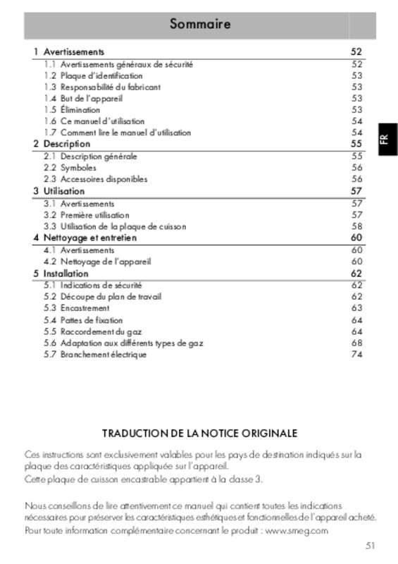 Mode d'emploi SMEG PCE73GNO