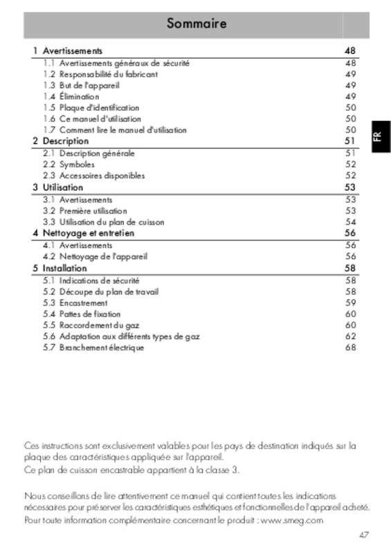 Mode d'emploi SMEG PV164B
