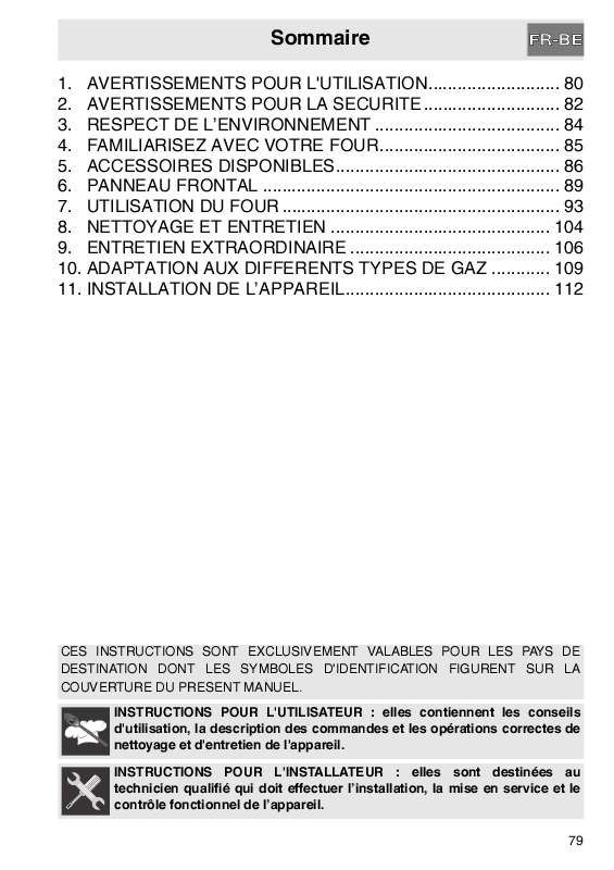 Mode d'emploi SMEG SC800GPO9