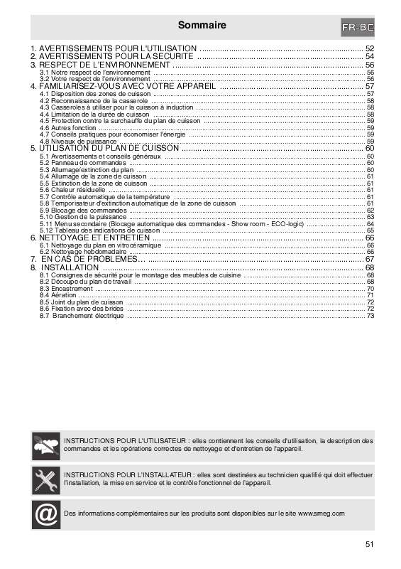 Mode d'emploi SMEG SI3950B