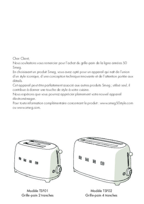 Mode d'emploi SMEG TSF01PBEU