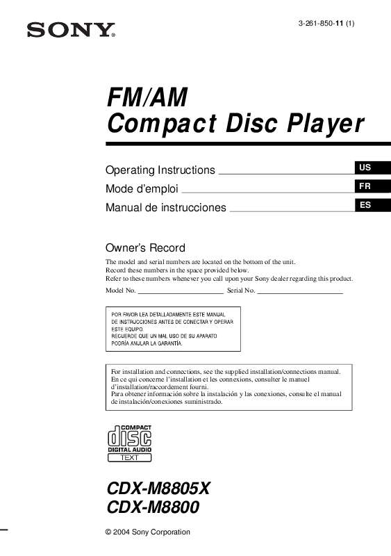 Notice SONY CDXM8805X autoradio Trouver une solution à un problème