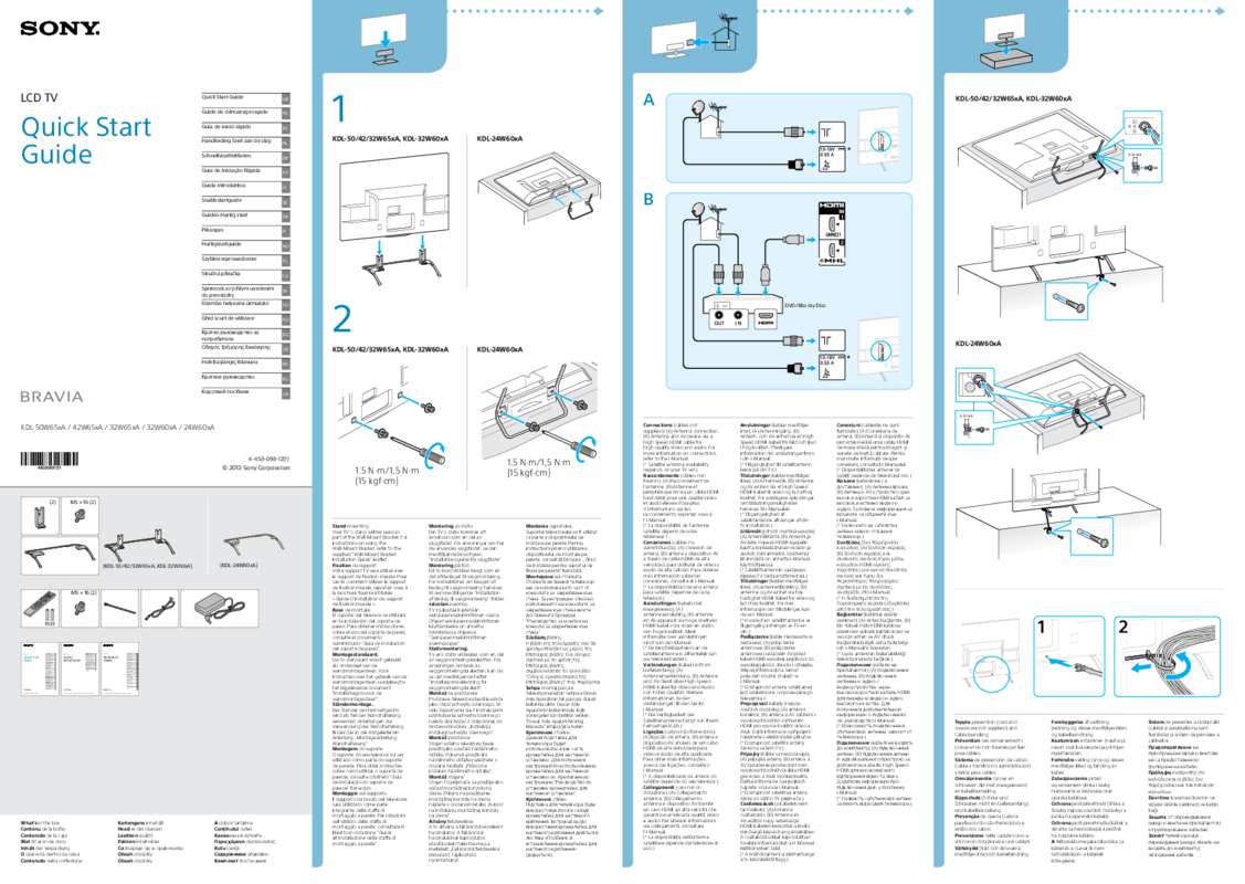 Notice SONY BRAVIA KDL-32W654A - Tv Trouver Une Solution à Un Problème ...