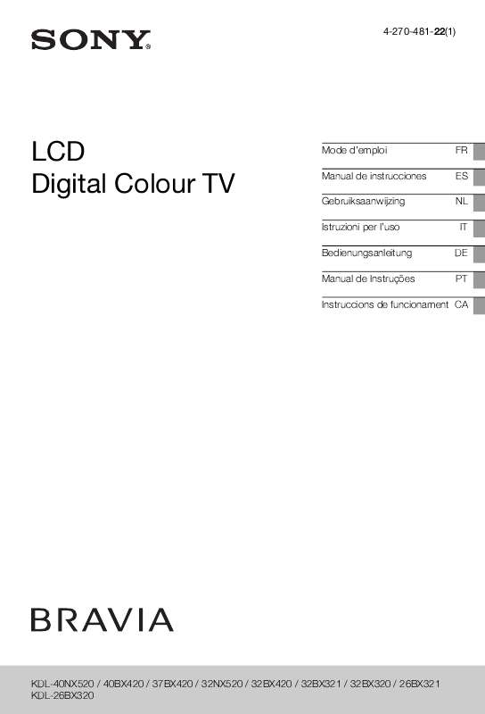 Mode d'emploi SONY BRAVIA KDL-40NX520