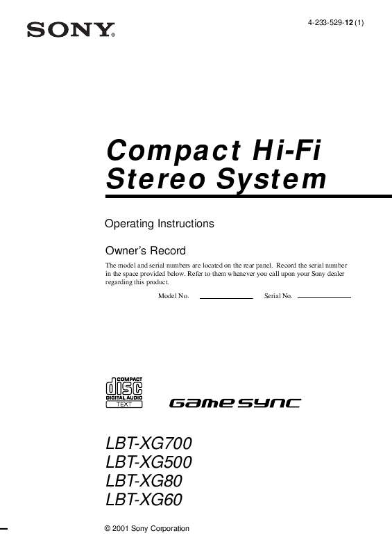 Mode d'emploi SONY LBT-XG500