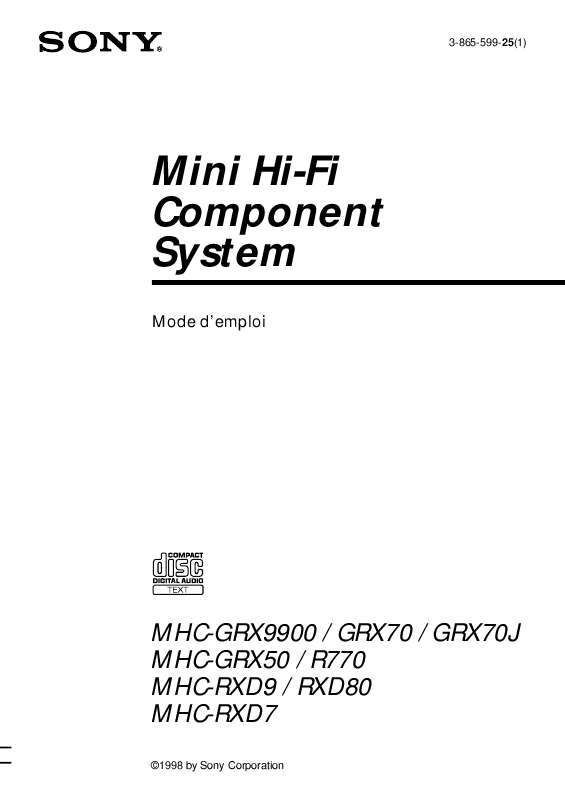 Mode d'emploi SONY MHC-RXD9