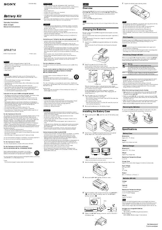 Notice SONY MPABT1A Trouver une solution à un problème SONY