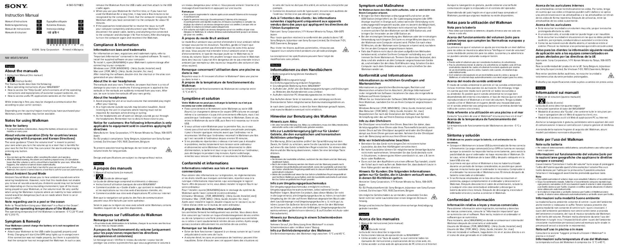 Notice SONY NWWS413B lecteur mp3 Trouver une solution à un problème