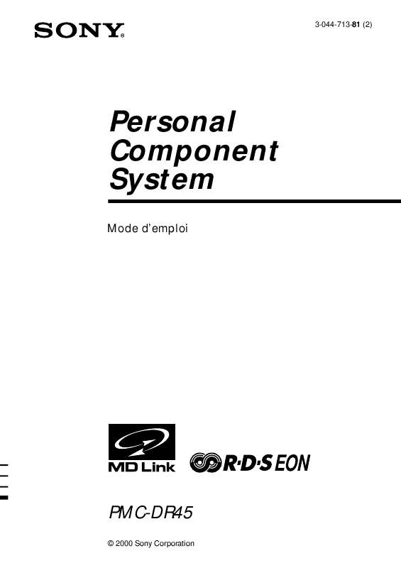 Mode d'emploi SONY PMC-DR45