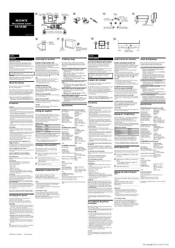 Mode d'emploi SONY SA-VE2M