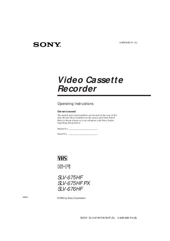 Mode d'emploi SONY SLV-675HF