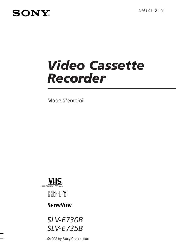 Mode d'emploi SONY SLV-E730B