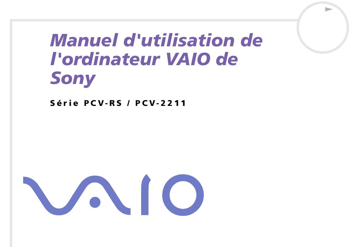 Mode d'emploi SONY VAIO PCV-RS114