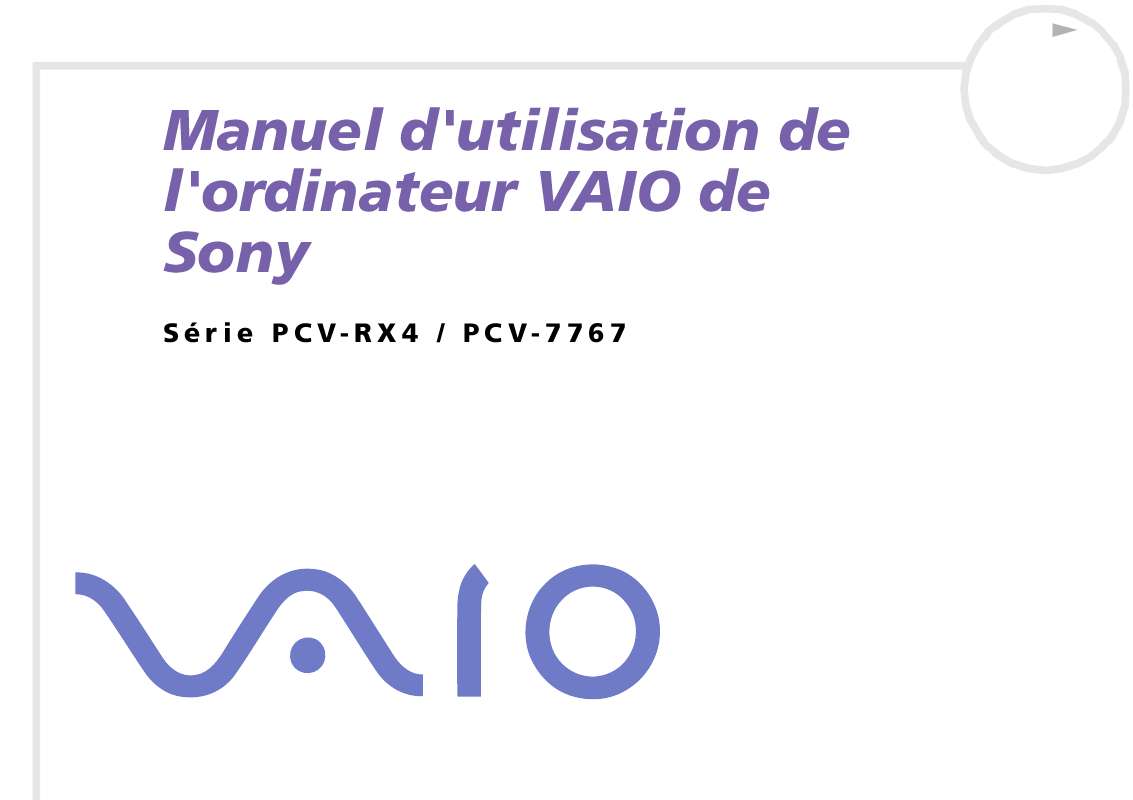 Mode d'emploi SONY VAIO PCV-RX405