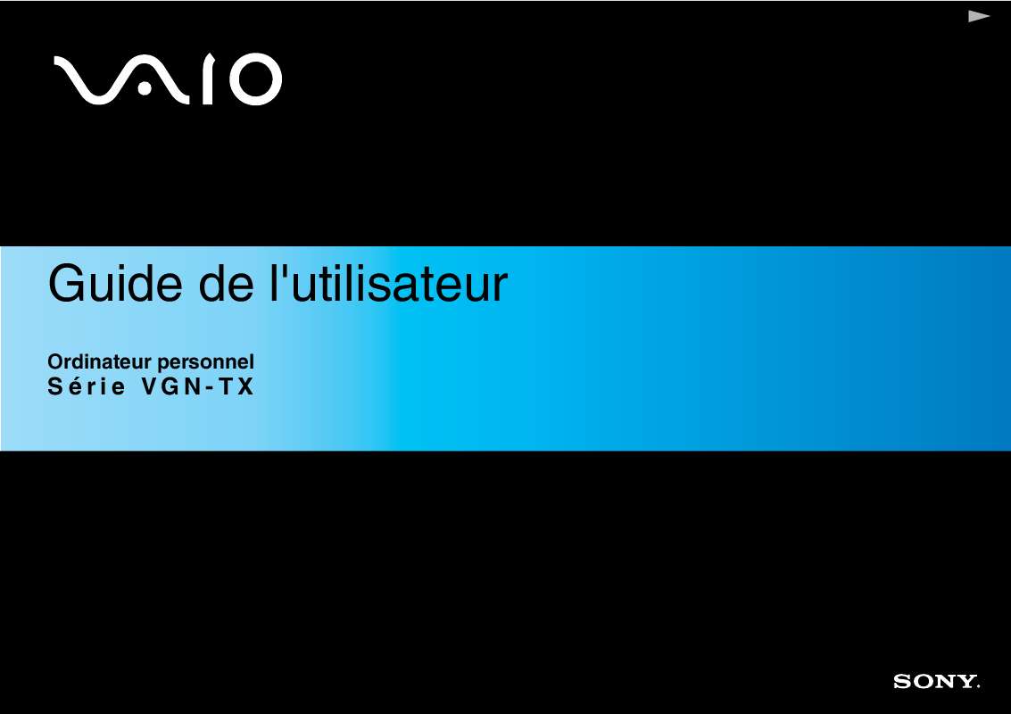 Mode d'emploi SONY VAIO VGN-TX3HRP/W