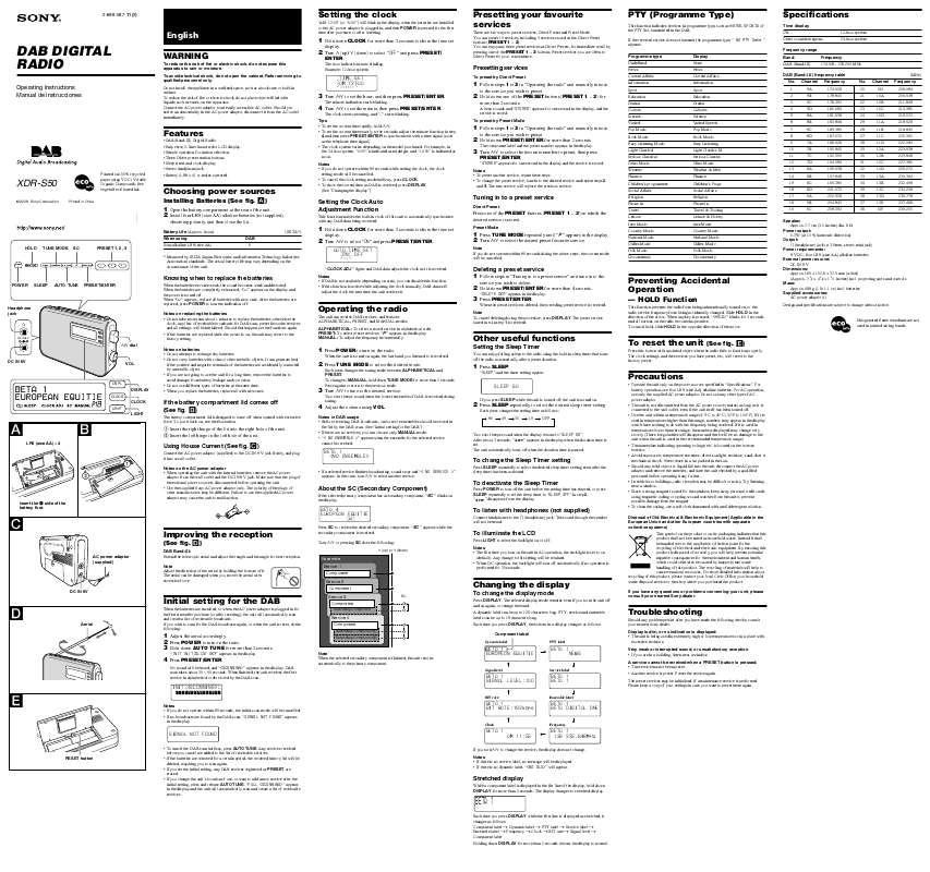 Notice SONY XDRS50 Trouver une solution à un problème SONY XDRS50