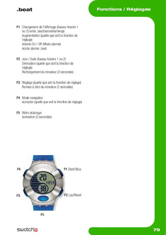 Notice SWATCH BEAT - Trouver une solution à un problème SWATCH BEAT mode  d'emploi SWATCH BEAT Français