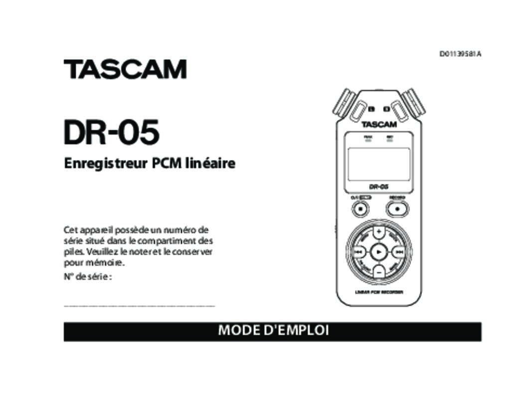 Notice TASCAM DR05 dictaphone Trouver une solution à un problème