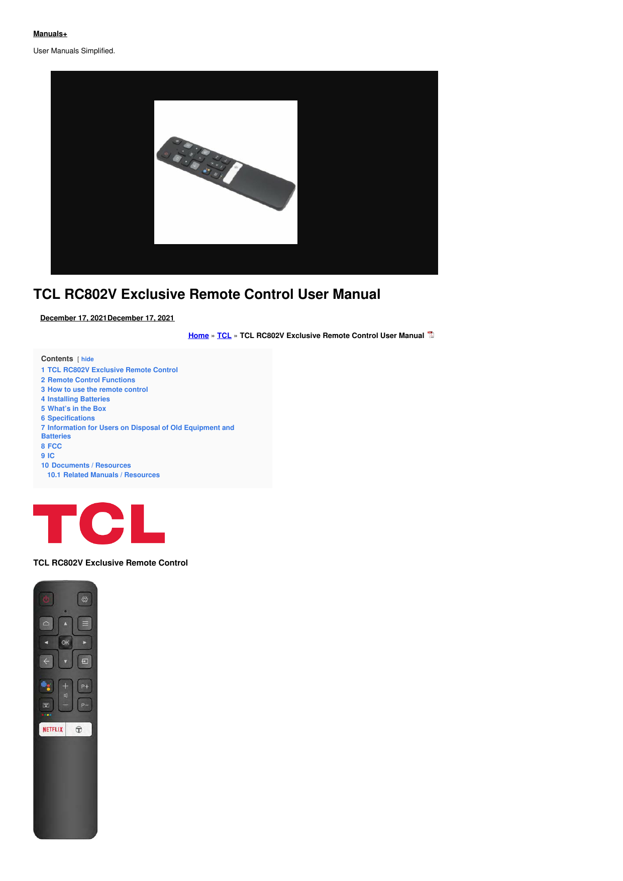 Notice TCL RC802V - télécommande Trouver une solution à un