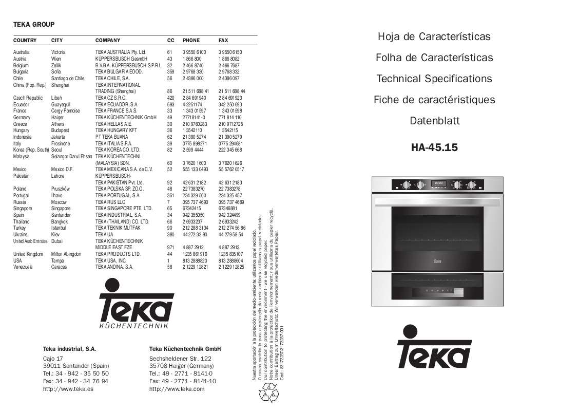 Mode d'emploi TEKA HA-45.15