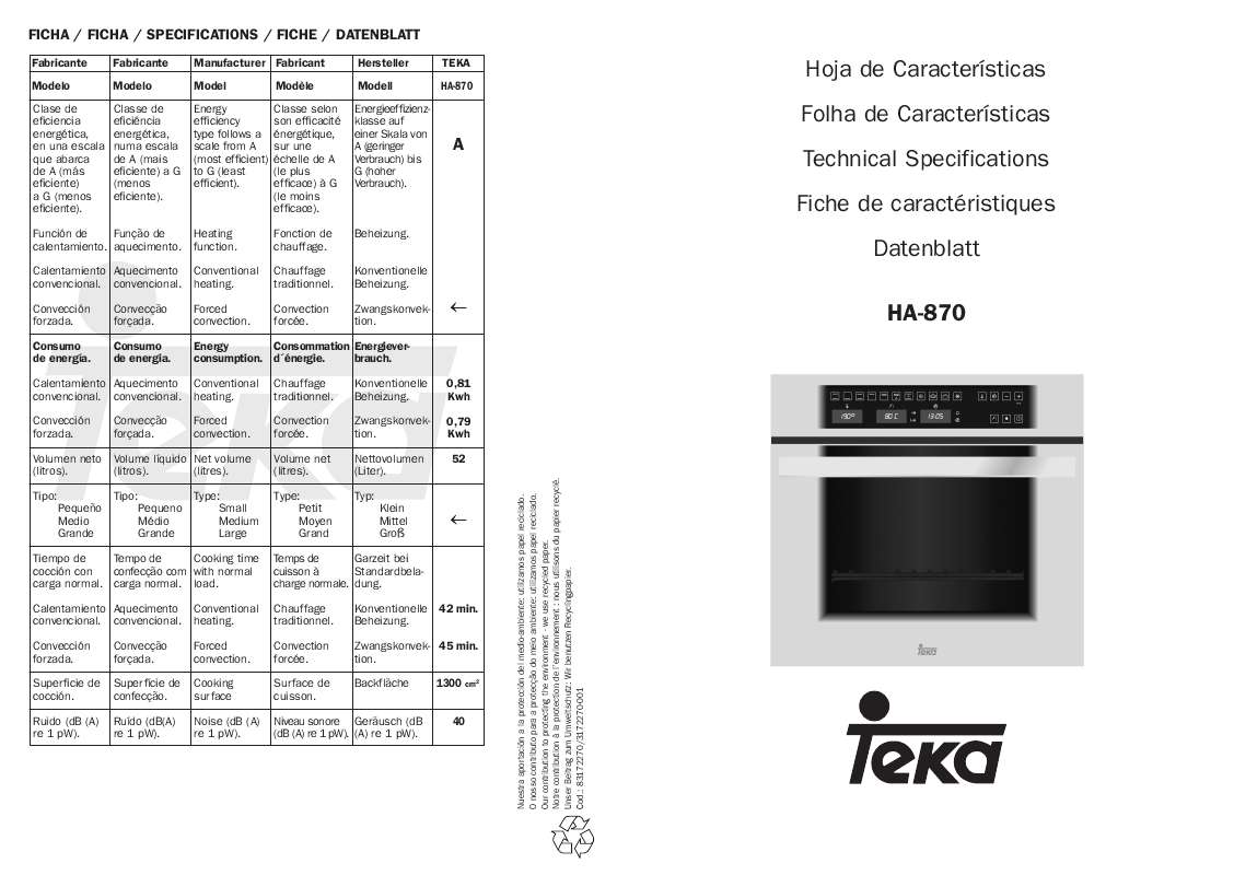 Mode d'emploi TEKA HA-870