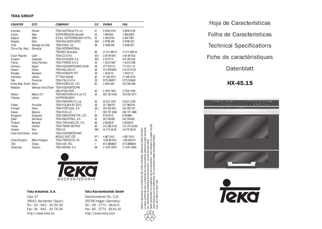 Mode d'emploi TEKA HX-45.15
