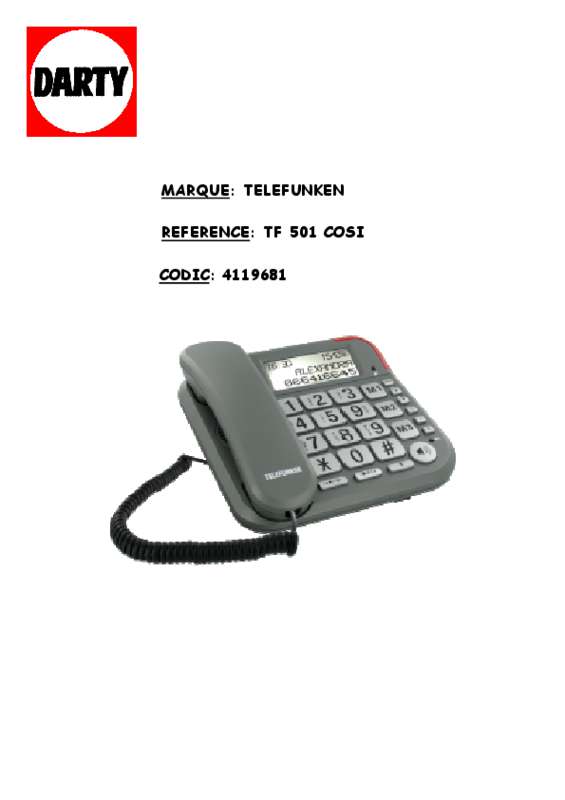 Mode d'emploi TELEFUNKEN COSI TF501