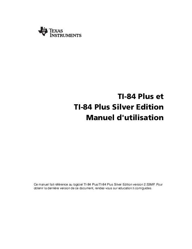 Mode d'emploi TEXAS INSTRUMENTS TI-84 PLUS