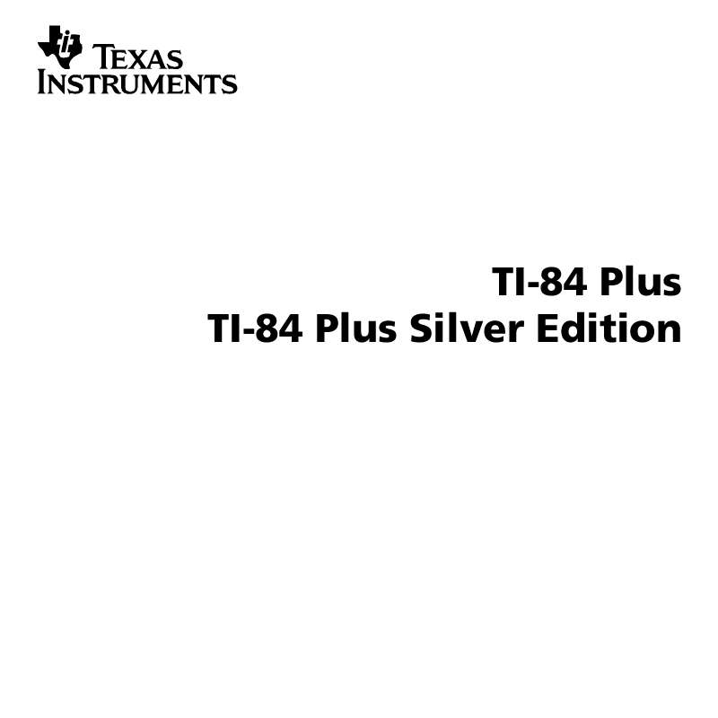 Mode d'emploi TEXAS INSTRUMENTS TI-84 SILVER EDITION