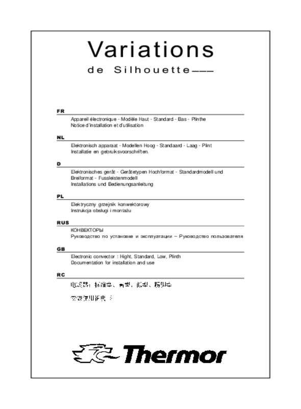 Mode d'emploi THERMOR VARIATIONS DE SILHOUETTE