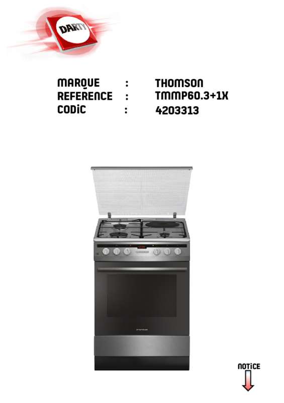 Notice cuisinière THOMSON TMMP60.3+1W Trouver une solution à un problème TMMP60.3+1W mode d'emploi TMMP60.3+1W Français