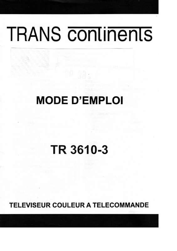 Mode d'emploi TRANS CONTINENTS TR 3610-3