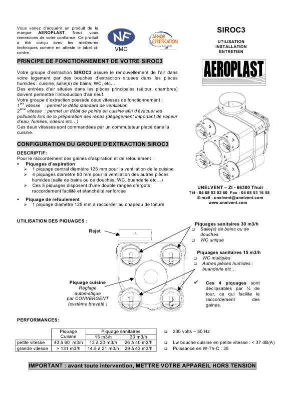 Notice UNELVENT SIROC3 radiateur électrique Trouver une solution à un — free download